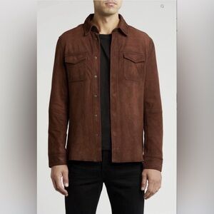 ($698) NWT John Varvatos Collection Izzy Suede Shirt Jacket Earth Brown (54EU)